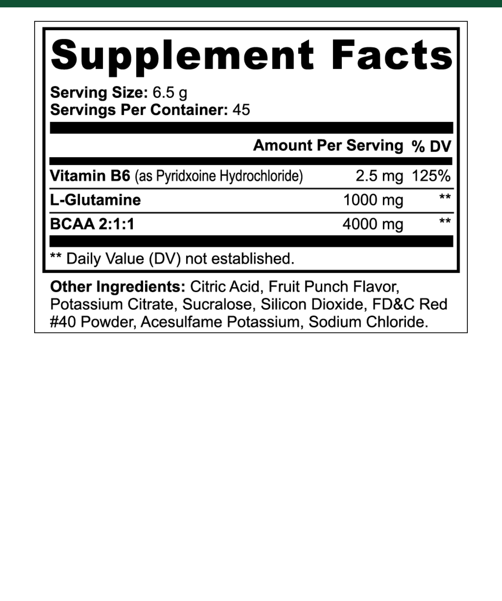 BCAA Recovery — Fruit Punch supplement facts