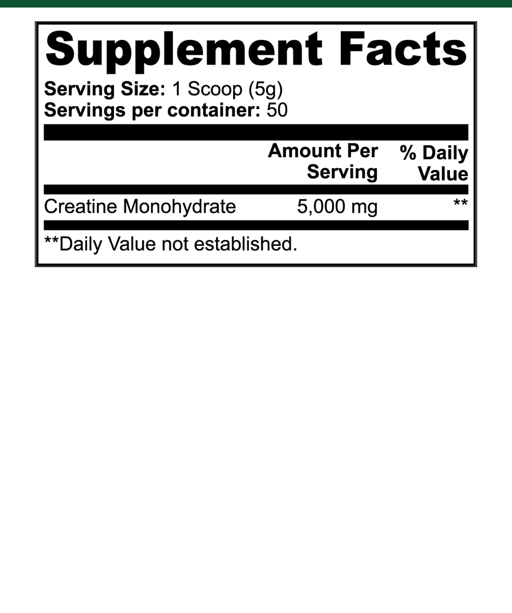 Creatine Monohydrate supplement facts