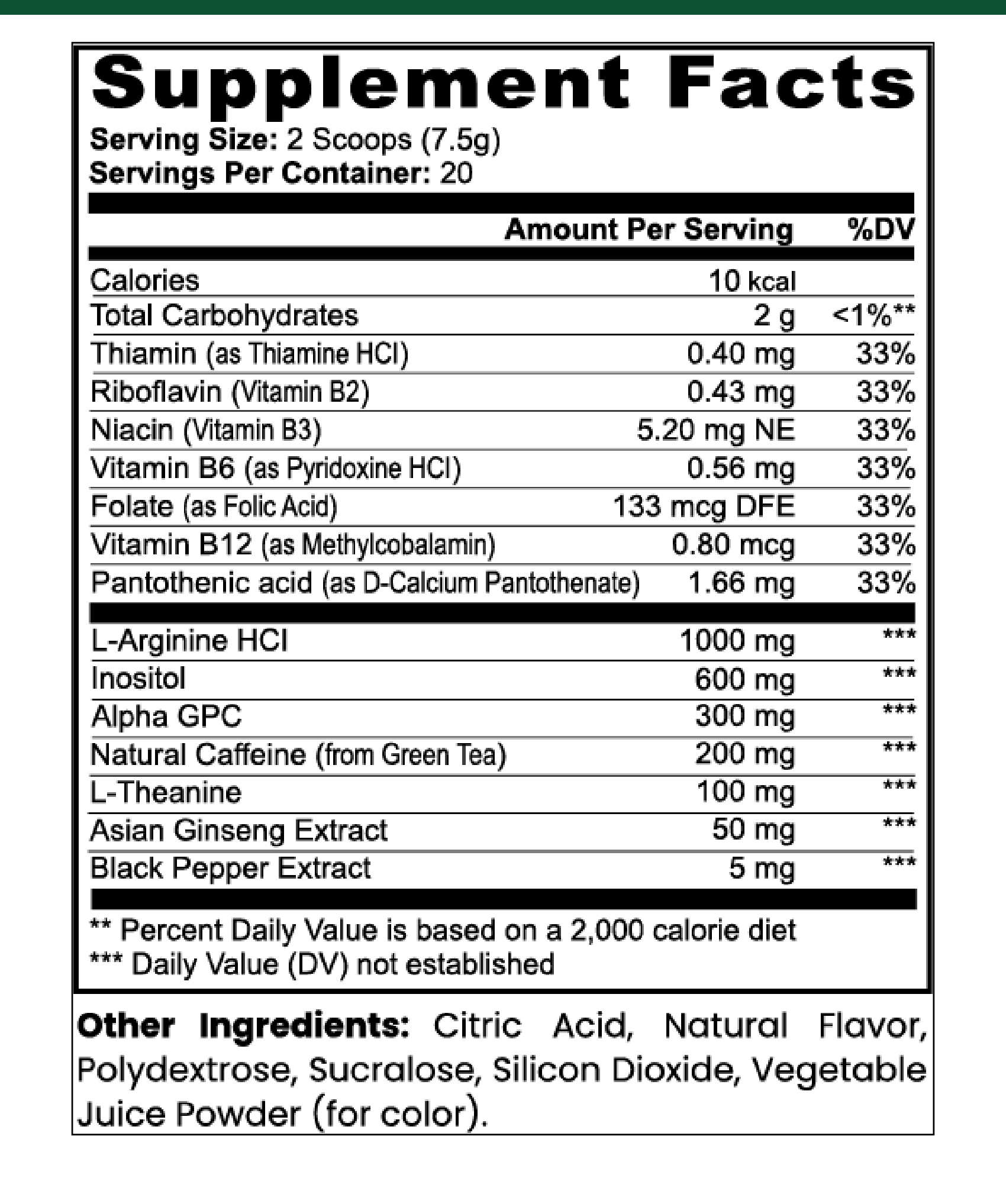 Neurolene — Sour Grape supplement facts