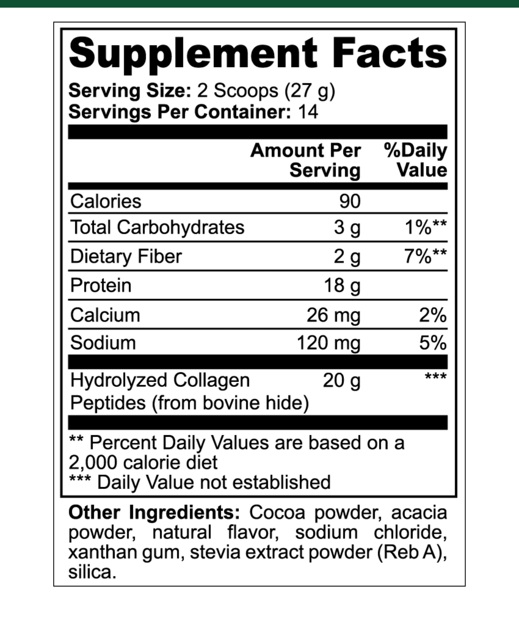 Collagen Peptides — Chocolate supplement facts