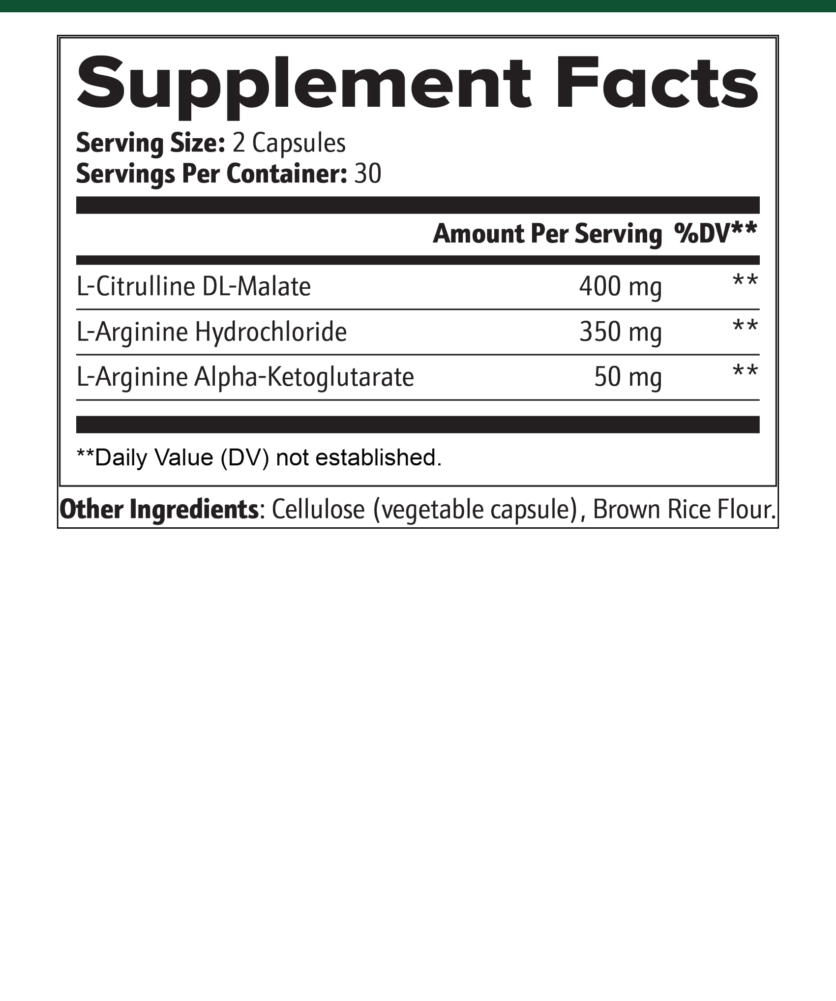 Nitric Oxide supplement facts