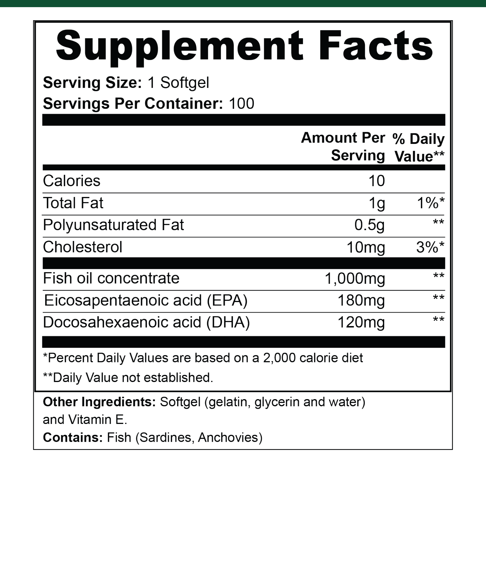 Omega-3 EPA/DHA supplement facts