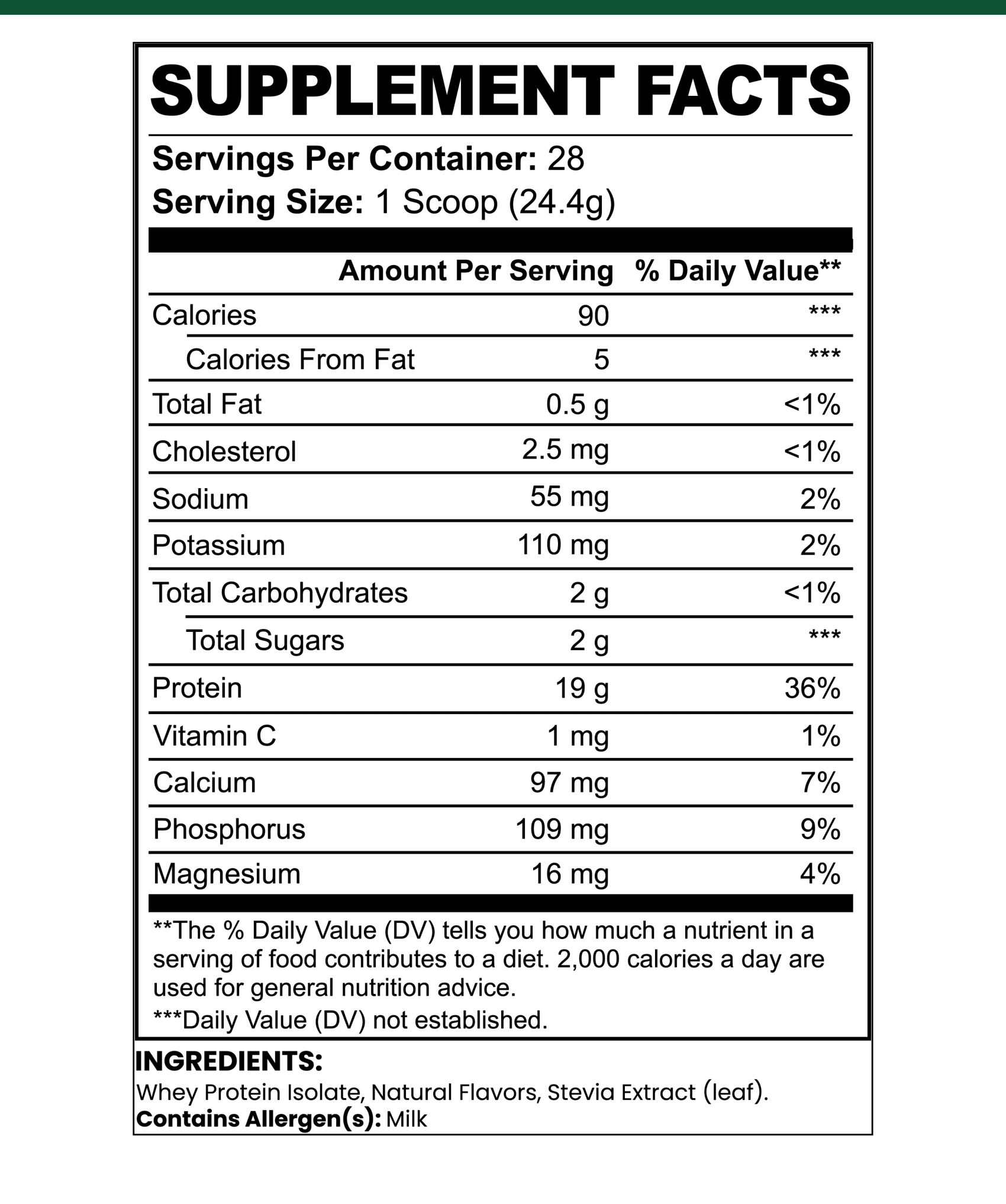 Whey Protein Isolate — Vanilla supplement facts